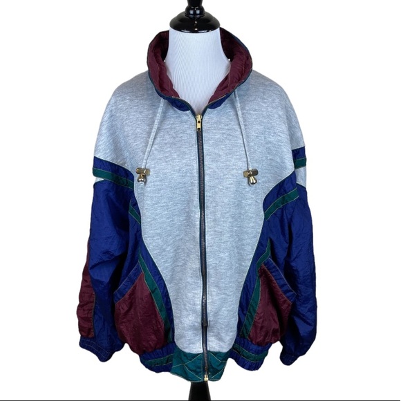Vintage Other - Vintage Clipper Bay Y2K Retro Preppy Grey Burgundy Hunter Windbreaker